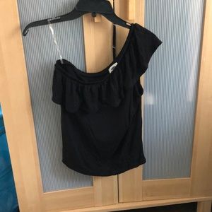 Old Navy one shoulder black ruffle shirt